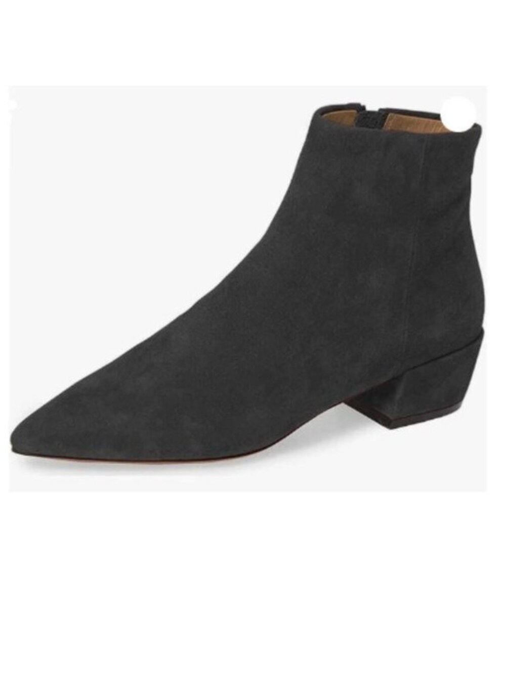 Black Almond Toe Chunky Block High Heel Handmade Ankle Booties Shoes